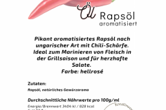 Kopie von Pflanzenöl aromatisiert. Würziger Geschmack frischer Gartenkräuter und herzhaftfrische Knoblauchnote: Dieses Öl ist ein Allrounder in der Küche und würzt z.B. Nudelsalate, Grillgemüse, Fleisch und Fisch. Farbe: hellgelb ° Herkunft: Deutschland - 10